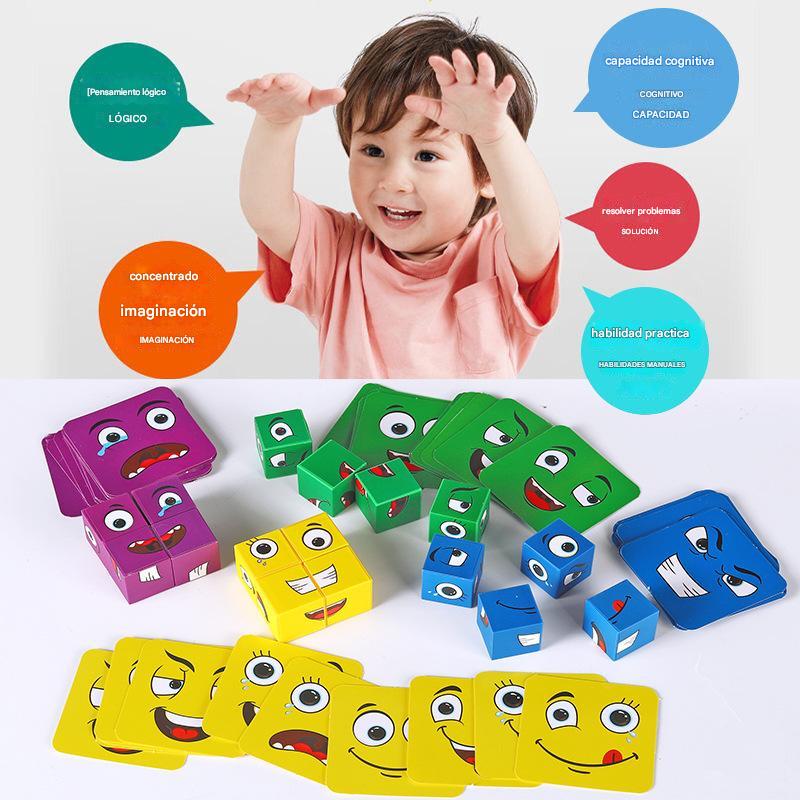 🔥【45% OFF】🔥✨ juguete de bloques de rompecabezas de cubo de Rubik que cambia de cara de madera