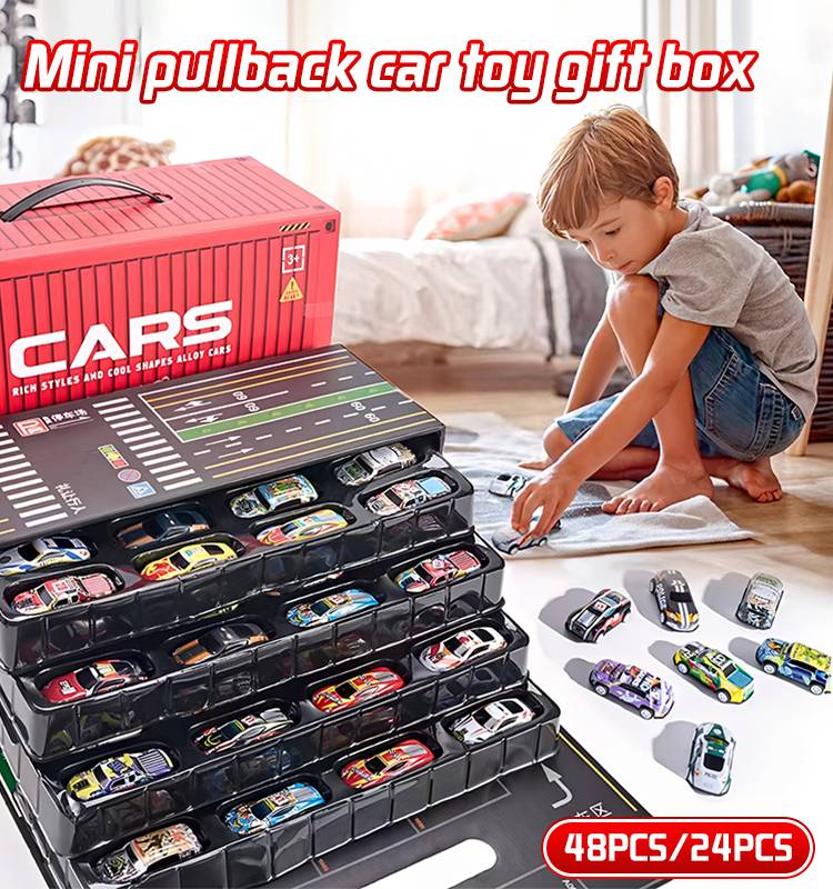 🎁🏎48 minicoches extraíbles con garaje incorporado