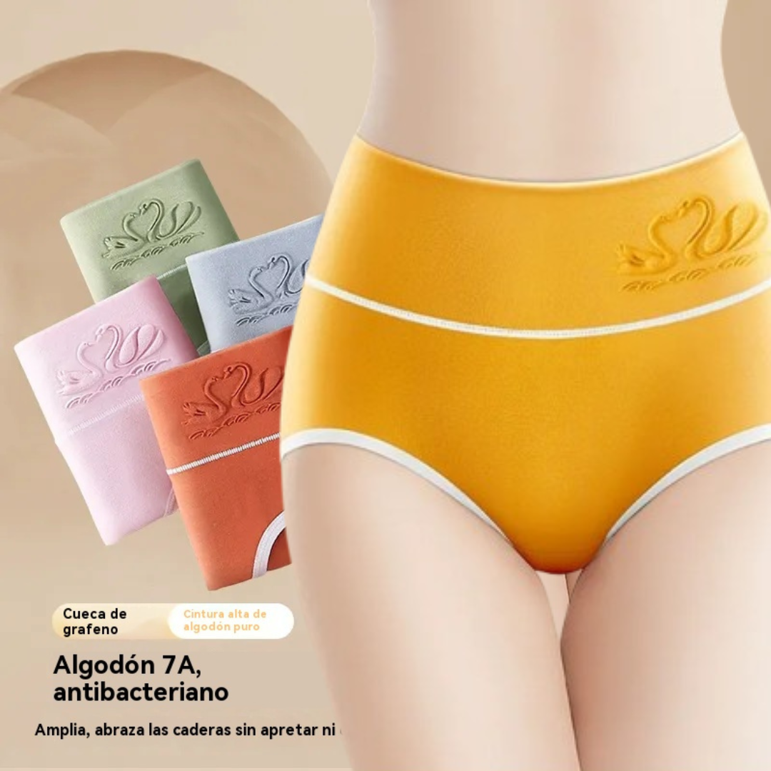 🎁【7 artículos】✨🩲Ropa interior de algodón puro de cintura alta para mujer, entrepierna inferior antibacteriana con grafeno 7A, realce de abdomen y glúteos, braguitas transpirables.