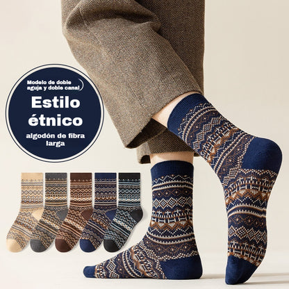 🔥【10 pares】🧦(39-45)Calcetines étnicos retro absorbentes del sudor para otoño e invierno para hombre