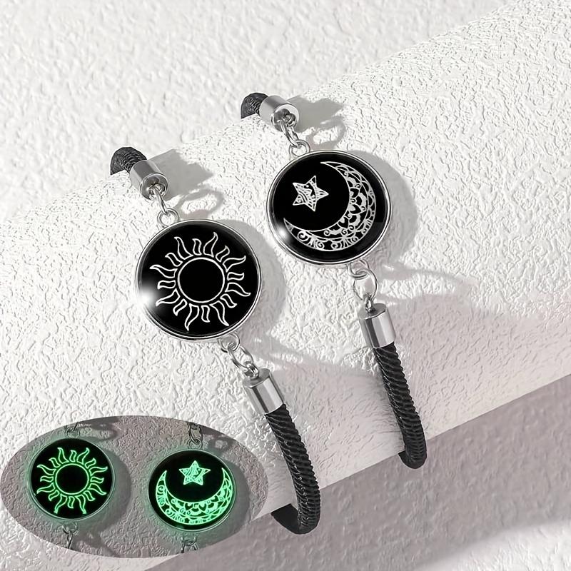 🎁💖Set de 2 pulseras Sol y Luna: joyas brillantes para parejas que viven un amor a distancia.