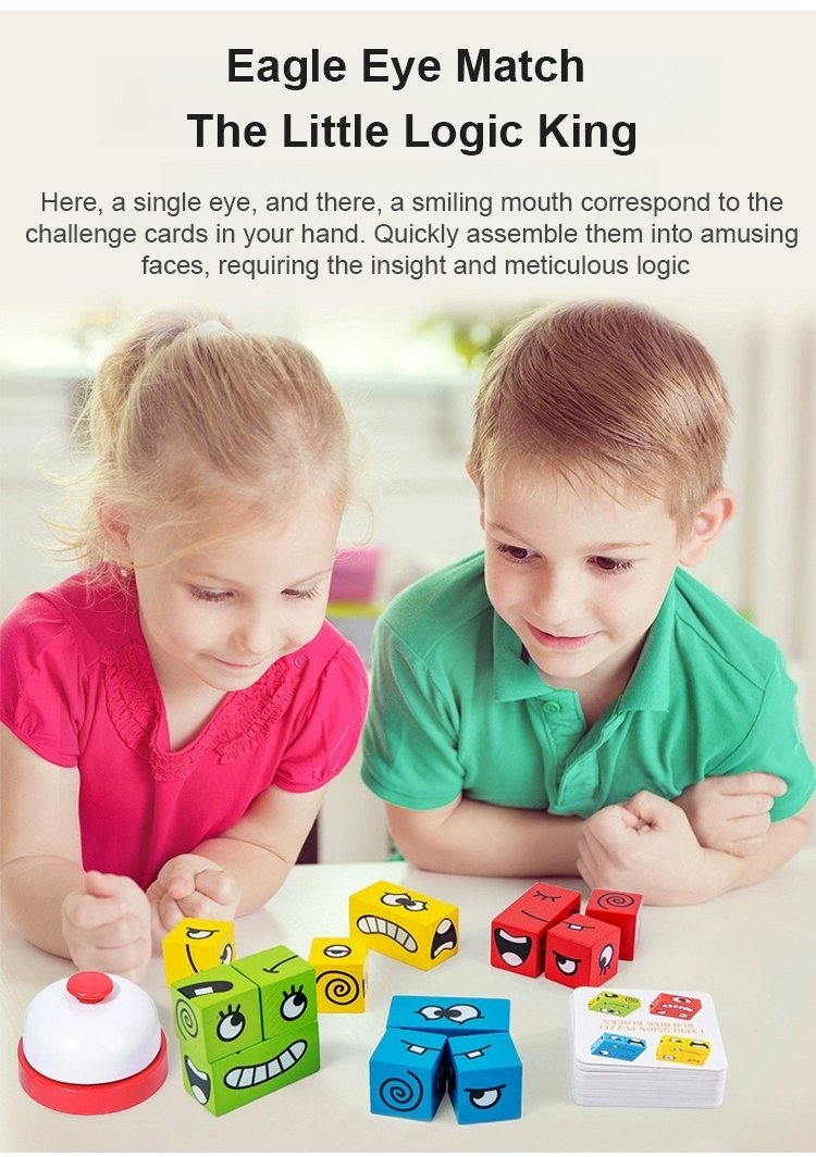 🔥【45% OFF】🔥✨ juguete de bloques de rompecabezas de cubo de Rubik que cambia de cara de madera