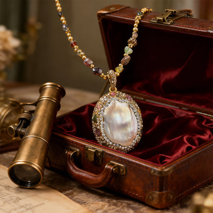 Collar barroco natural de perlas y turmalina