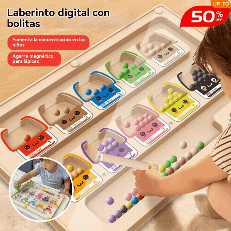🧒👦🧠¡Diversión educativa con el laberinto magnético de madera! Juguete de habilidad para niños.
